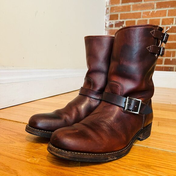 Vintage Congac Frye Distressed Engineer Boots Men's Size 11 D - Picture 1 of 16